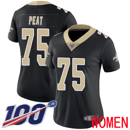 New Orleans Saints Limited Black Women Andrus Peat Home Jersey NFL Football #75 100th Season Vapor Untouchable Jersey->youth nfl jersey->Youth Jersey